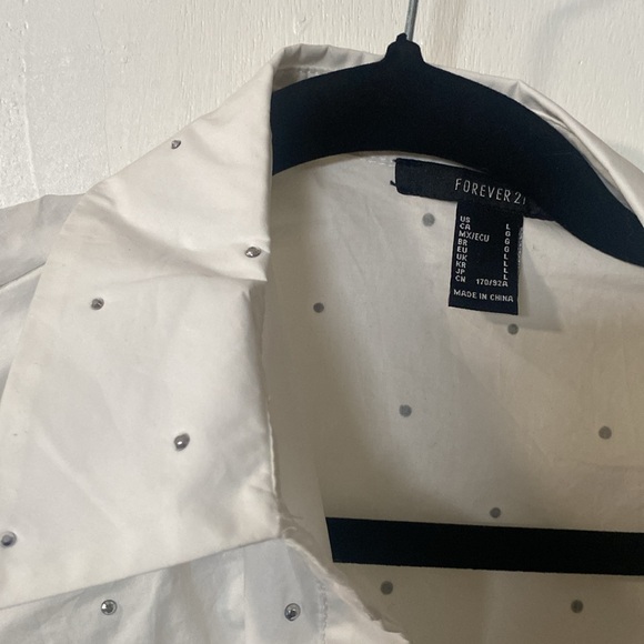 forever 21 white crop rhinestone button up - Picture 2 of 3